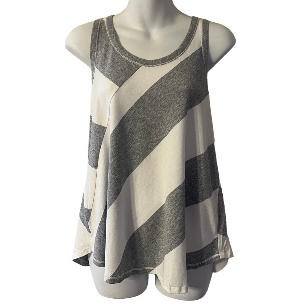 DKNY gray diagonal striped racerback tank top size S